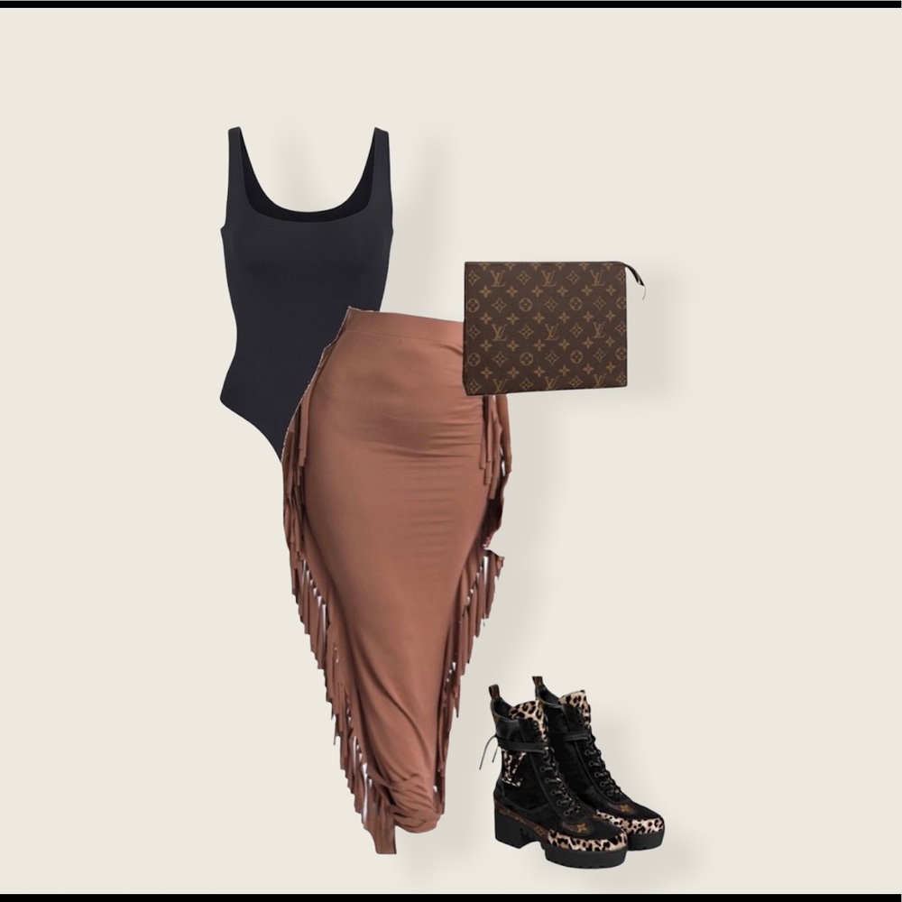 Fringe maxi skirt